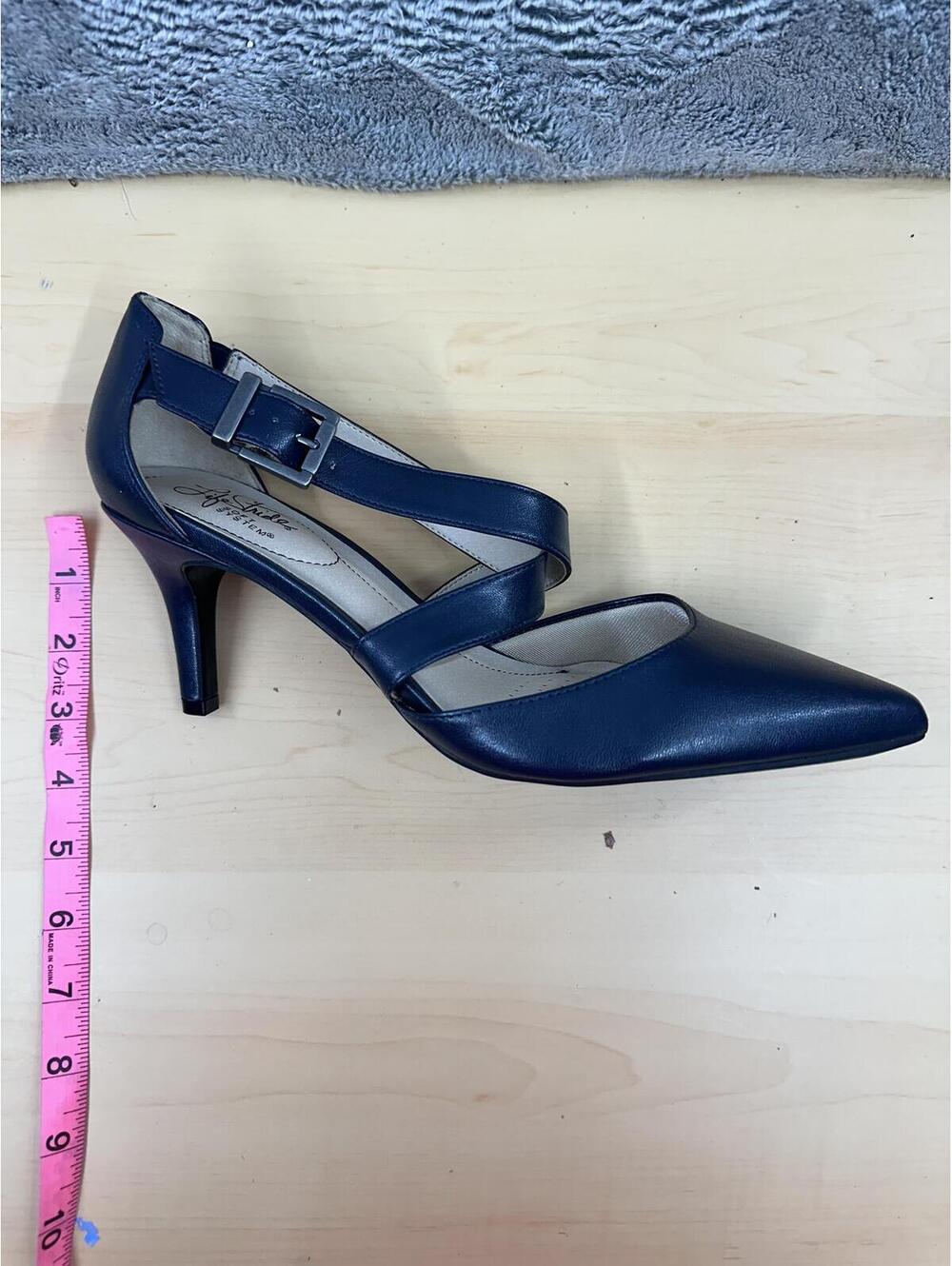 LifeStride Navy Blue Pointed Toe Slingback Heels Y2K Glam - Picture 8 of 8
